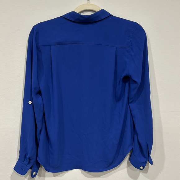 Ann Taylor Loft Women's XSP Blue Blouse Long Sleeve Button Up Shirt - Picture 4 of 5